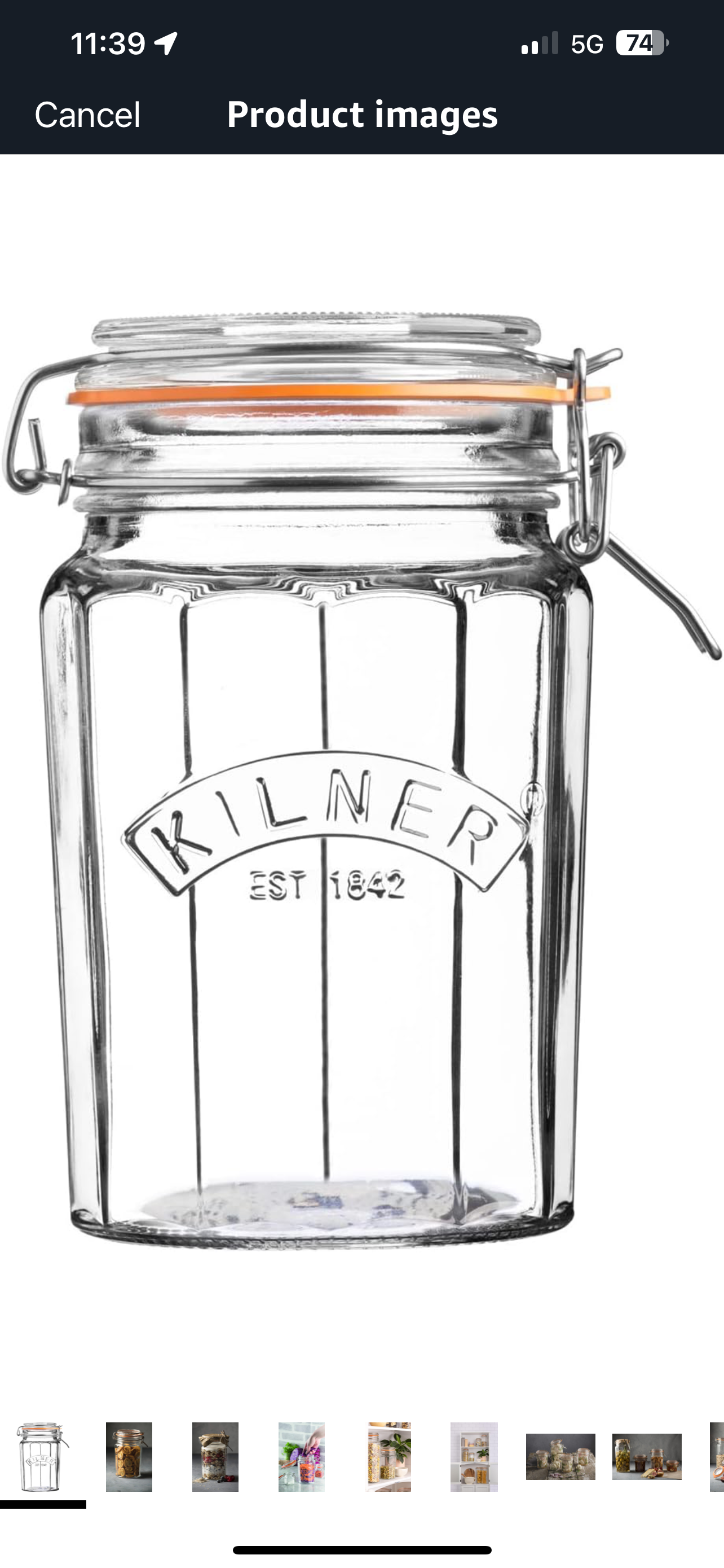 Kilner Facetted Clip Top Jar, 950ml