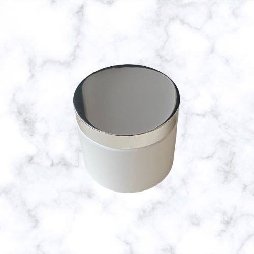 400g White Jar and Shiny Silver Cap