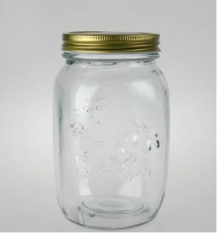 1000ml Clear Glass Farmhouse Jar with Gold Screw Cap