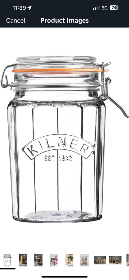 Kilner Facetted Clip Top Jar, 950ml