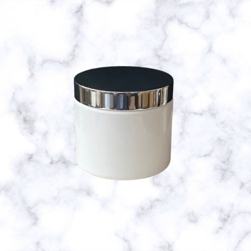 400g White Jar and Shiny Silver Cap